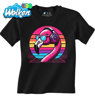Dětské tričko Retro DJ Plameňák Vaporwave.jpg