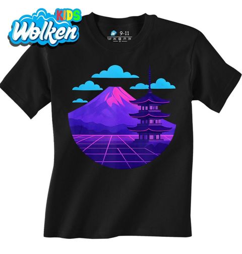 Obrázek produktu Dětské tričko Pagoda a Hora Fudži Vaporwave