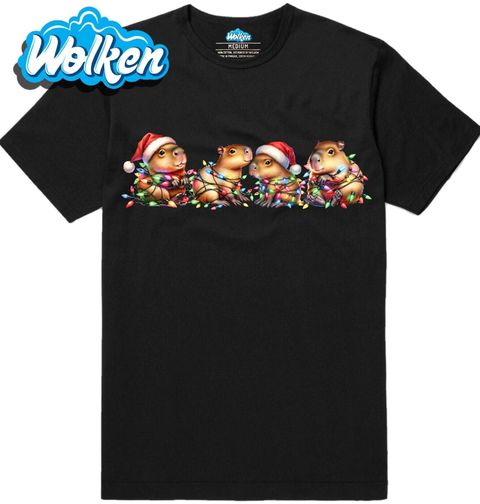 Obrázek produktu Pánské tričko Vánoční Kapybara Se Světýlky