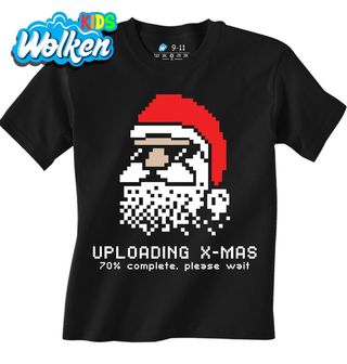 Dětské tričko Pixelový Santa Načítání Vánoc Prosím čekejte.jpg