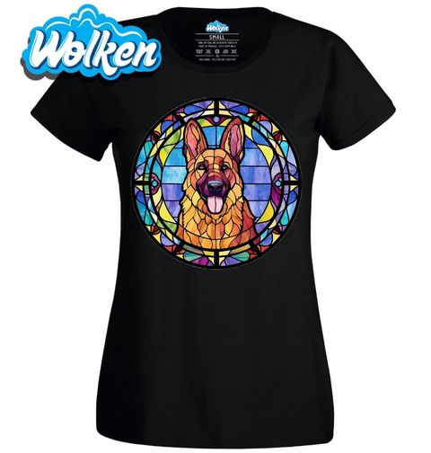 Obrázek produktu Dámské tričko Psí Vitráž Německý ovčák Stained Glass