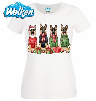 Dámské tričko  Vánoční smečka Německých ovčáků.jpg