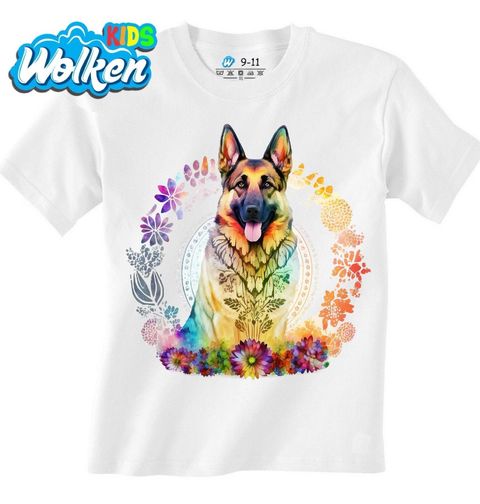 Obrázek produktu Dětské tričko Květinová mandala a Německý ovčák