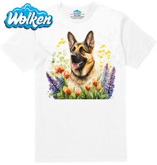 Pánské tričko  Německý ovčák mezi Květinami.jpg