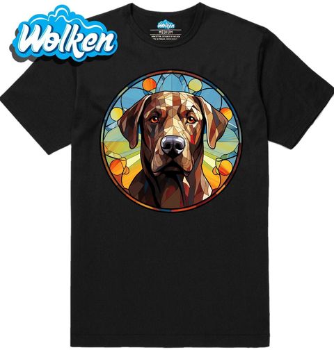 Obrázek produktu Pánské tričko Hnědý Labrador ve Vitráži Stained Glass