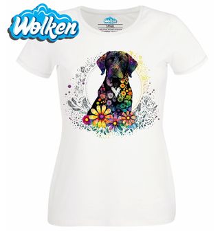 Dámské tričko  Hnědý Labrador mezi Květinami.jpg