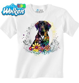 Dětské tričko Hnědý Labrador mezi Květinami.jpg