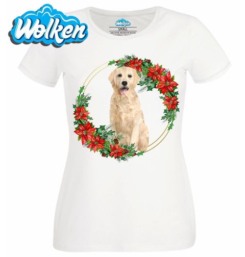 Obrázek produktu Dámské tričko Labradorský retrívr ve Vánočním Věnci