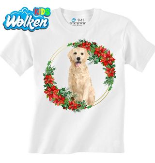 Dětské tričko Labradorský retrívr ve Vánočním Věnci.jpg