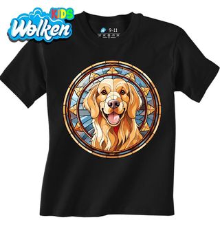 Dětské tričko Zlatý retrívr ve Vitráži Stained Glass.jpg