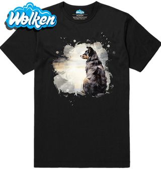 Pánské tričko Australský ovčák u Jezera.jpg