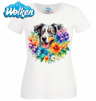 Dámské tričko  Květinový Australský ovčák.jpg