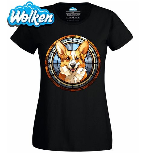Obrázek produktu Dámské tričko Corgi ve Vitráži Stained Glass