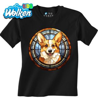 Dětské tričko Corgi ve Vitráži Stained Glass.jpg