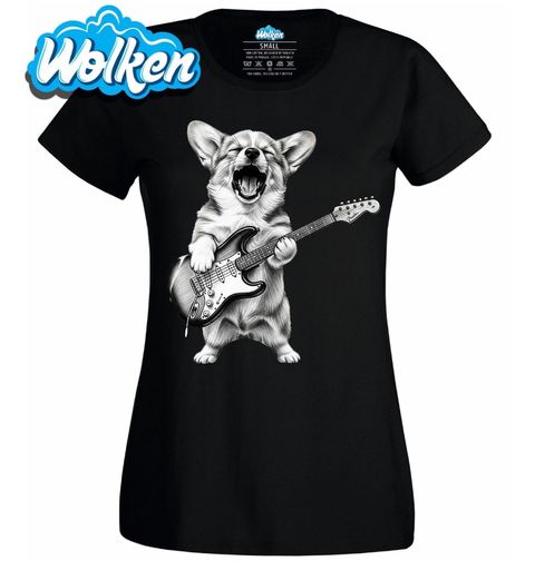 Obrázek produktu Dámské tričko Rockový Corgi s Kytarou