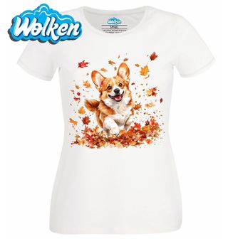 Dámské tričko  Podzimní Corgi v Listí.jpg