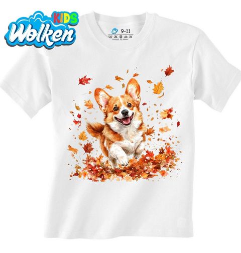 Obrázek produktu Dětské tričko Podzimní Corgi v Listí