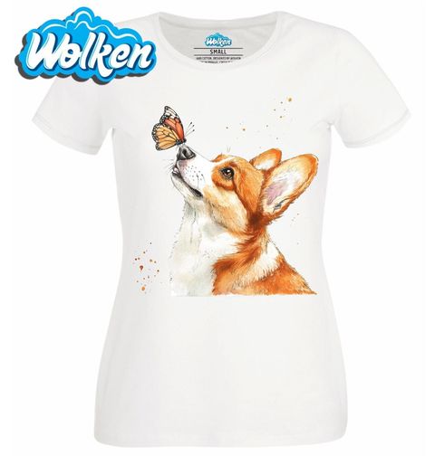 Obrázek produktu Dámské tričko Corgi s Motýlkem
