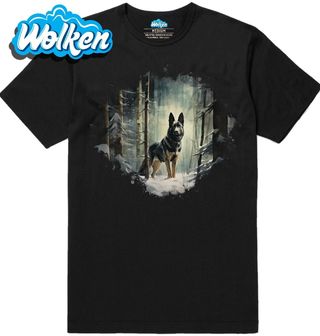 Pánské tričko Belgický ovčák Malinois ve Sněhu.jpg