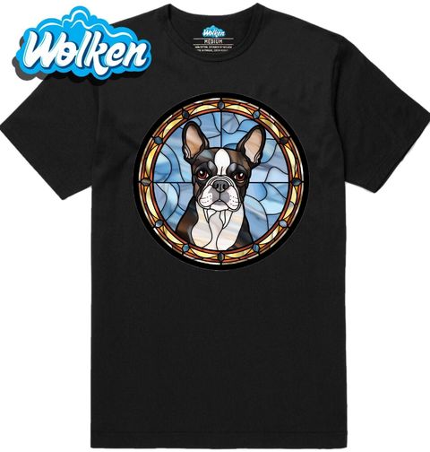 Obrázek produktu Pánské tričko Bostonský teriér ve Vitráži Stained Glass