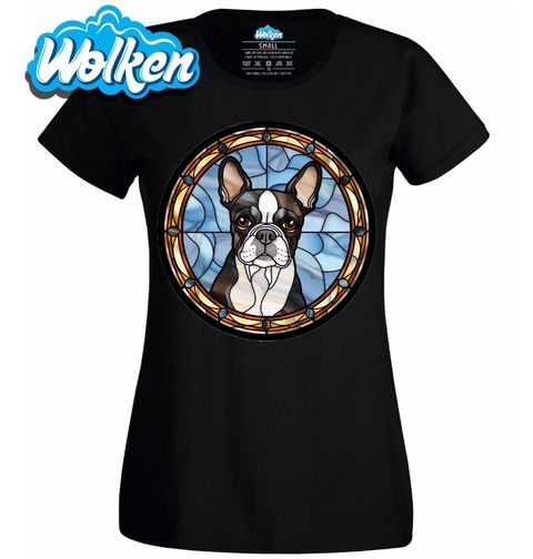 Obrázek produktu Dámské tričko Bostonský teriér ve Vitráži Stained Glass