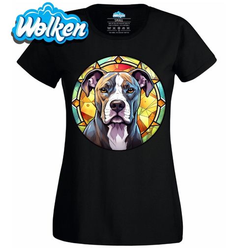 Obrázek produktu Dámské tričko Americký stafordšírský teriér ve Vitráži Stained Glass