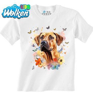 Dětské tričko Rhodéský ridgeback mezi Motýly.jpg