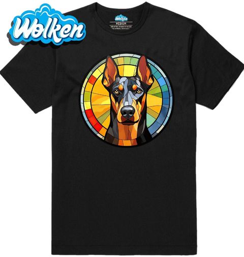Obrázek produktu Pánské tričko Dobrman ve Vitráži Stained Glass