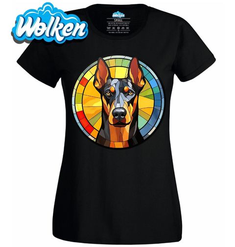 Obrázek produktu Dámské tričko Dobrman ve Vitráži Stained Glass