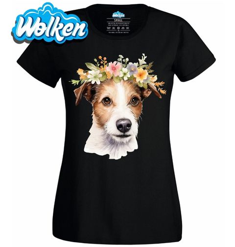 Obrázek produktu Dámské tričko Jack Russell teriér s Květinovou Korunou