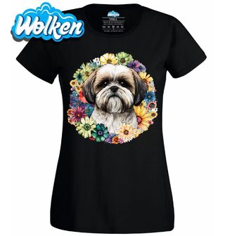 Dámské tričko Shih-tzu mezi Květinami.jpg