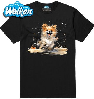 Pánské tričko Šťastný Pomeranian na Procházce.jpg