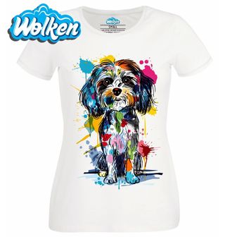 Dámské tričko  Barevný portrét Cavapoo.jpg