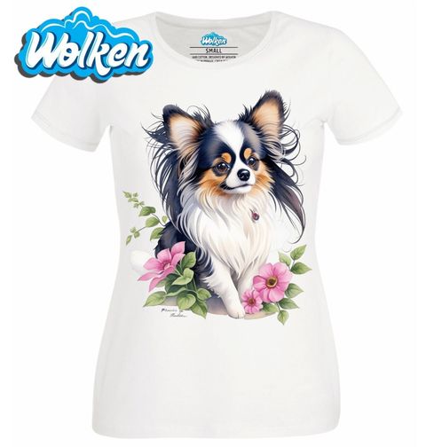 Obrázek produktu Dámské tričko Roztomilý Papillon mezi Květy