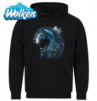 Mikina Magický Modrý kůň s květinami.jpg