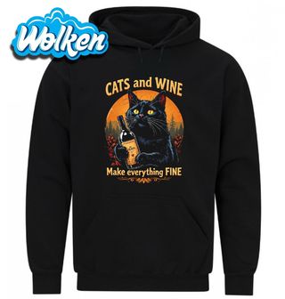 Mikina Černá Kočka Cats and Wine Make Everything Fine.jpg
