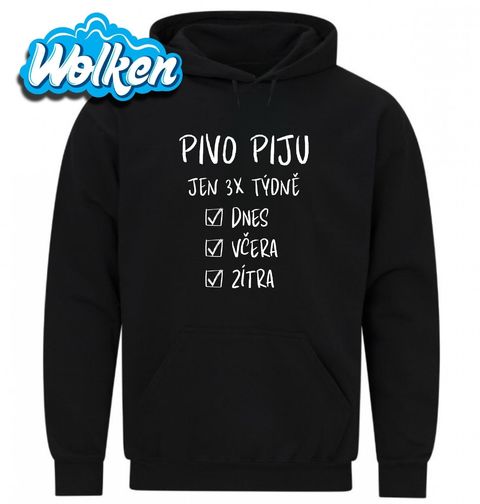Obrázek produktu Pánská mikina Pivo piju 3x týdně - dnes, včera i zítra