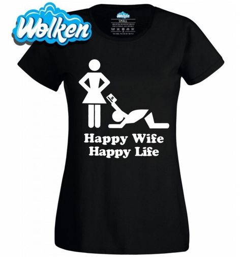 Obrázek produktu Dámské tričko Happy Wife Happy Life Šťastná Žena Šťastný Život