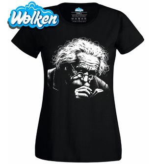 Dámské tričko Albert Einstein při Práci.jpg