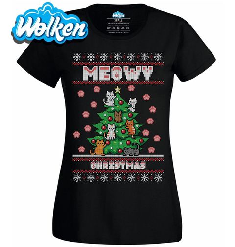 Obrázek produktu Dámské tričko Kočičí Vánoce Meowy Christmas