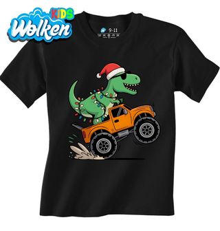 Dětské tričko Vánoční T-Rex v Monster Trucku.jpg
