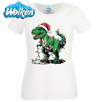 Dámské tričko  Vánoční T-Rex s Čepicí.jpg