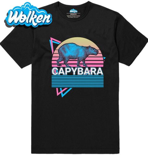 Obrázek produktu Pánské tričko Retro Kapybara při Západu Slunce 80s