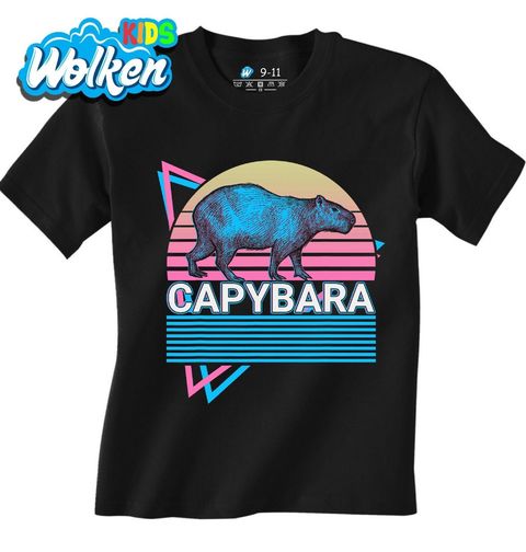 Obrázek produktu Dětské tričko Retro Kapybara při Západu Slunce 80s