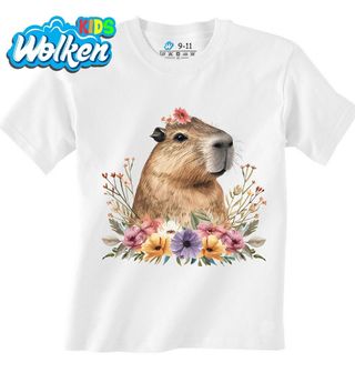 Dětské tričko Jemná Kapybara v Květinách.jpg