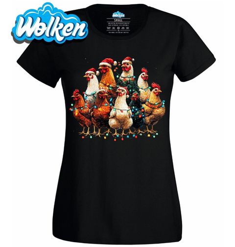 Obrázek produktu Dámské tričko Vánoční slepice v Záři Světýlek