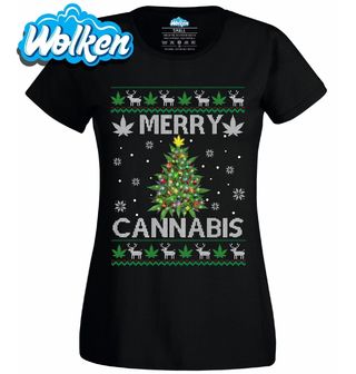 Dámské tričko Zhulené Vánoce Merry Cannabis.jpg