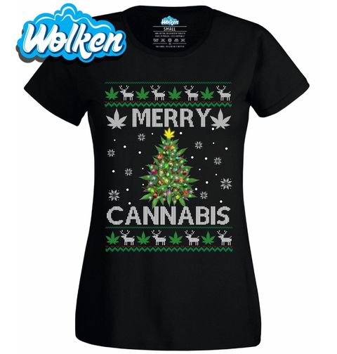Obrázek produktu Dámské tričko Zhulené Vánoce Merry Cannabis