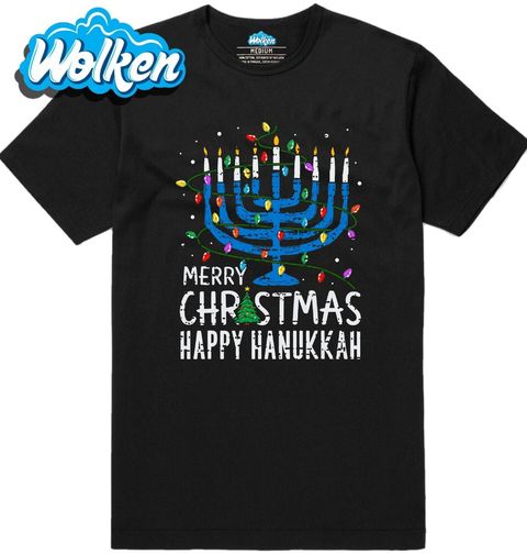 Obrázek produktu Pánské tričko Vánoční Menora Happy Hanukkah