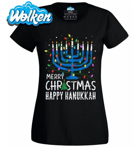 Obrázek produktu Dámské tričko Vánoční Menora Happy Hanukkah